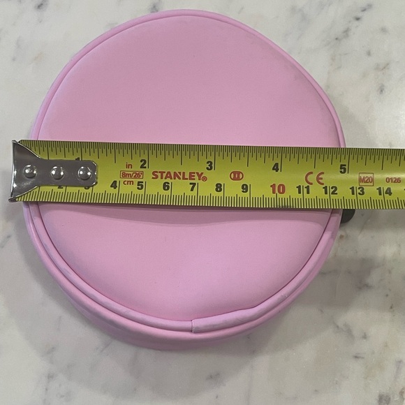 Dior Round Cosmetic Perfume Makeup Bag Pouch Pink Jewelry Travel Case Bag 5” W - Picture 12 of 13